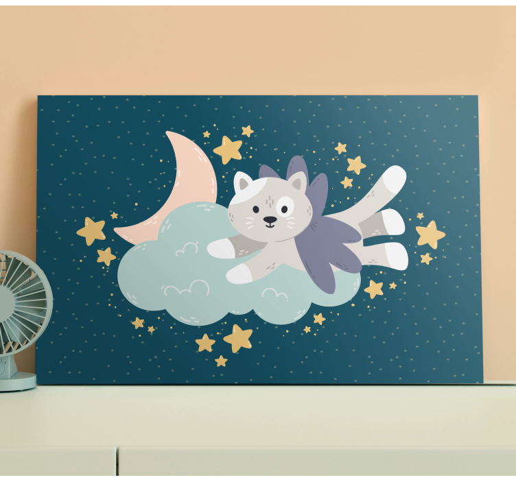Cat and moon animal canvas prints - TenStickers