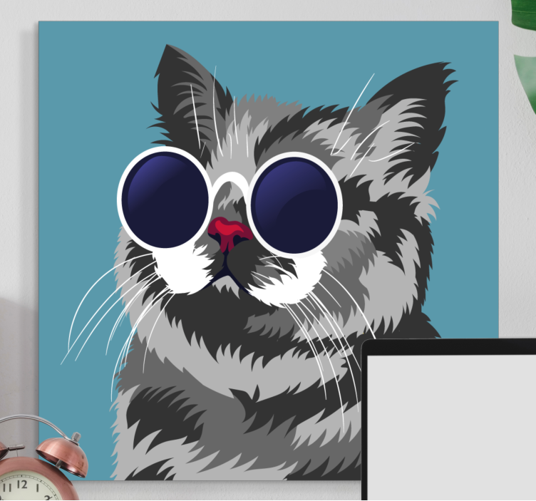 Cat wall art chic cat portrait - TenStickers