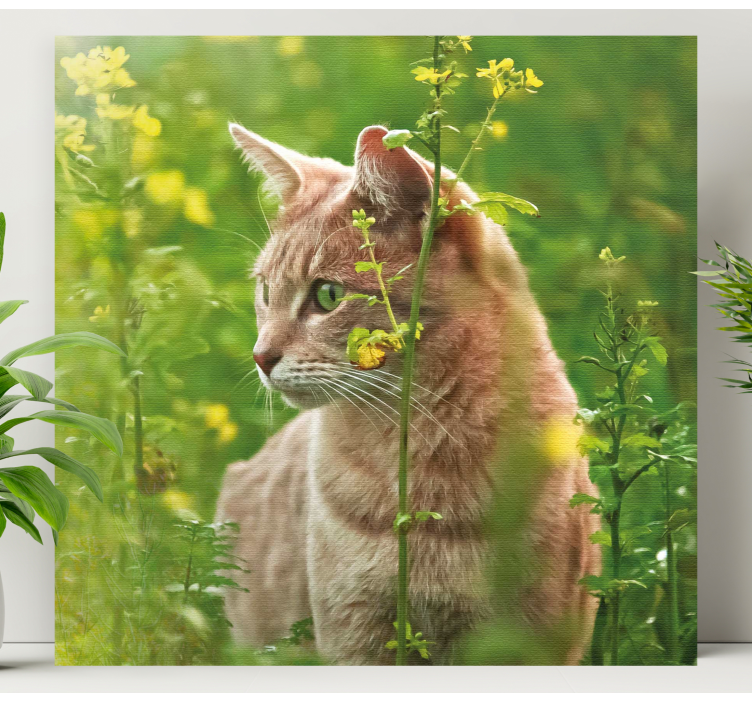 Cat wall art curious feline strolling - TenStickers