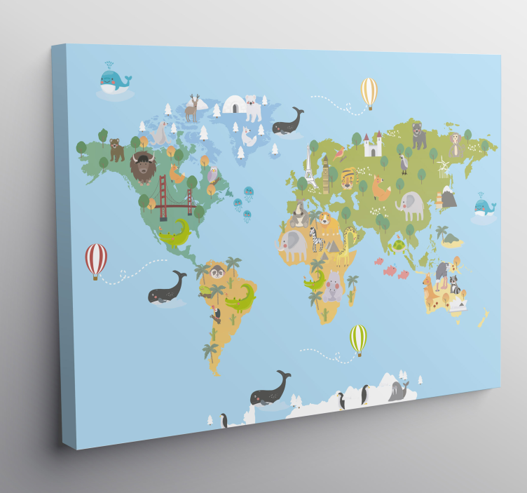 Children map world map canvas - TenStickers