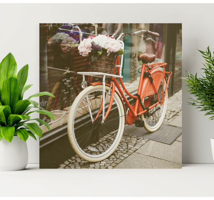 Cityscape wall art charming bicycle decor - TenStickers