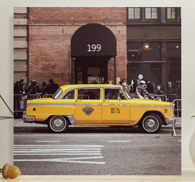 Cityscape wall art yellow taxi cab - TenStickers