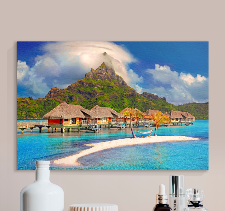 Cottages on the beach landscape canvas - TenStickers