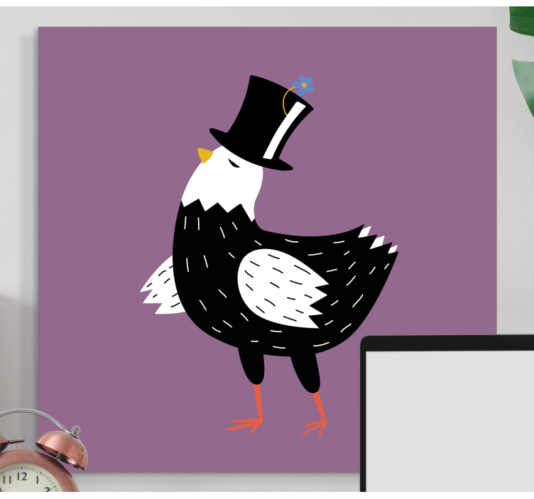 Dog wall art dapper bird in hat - TenStickers