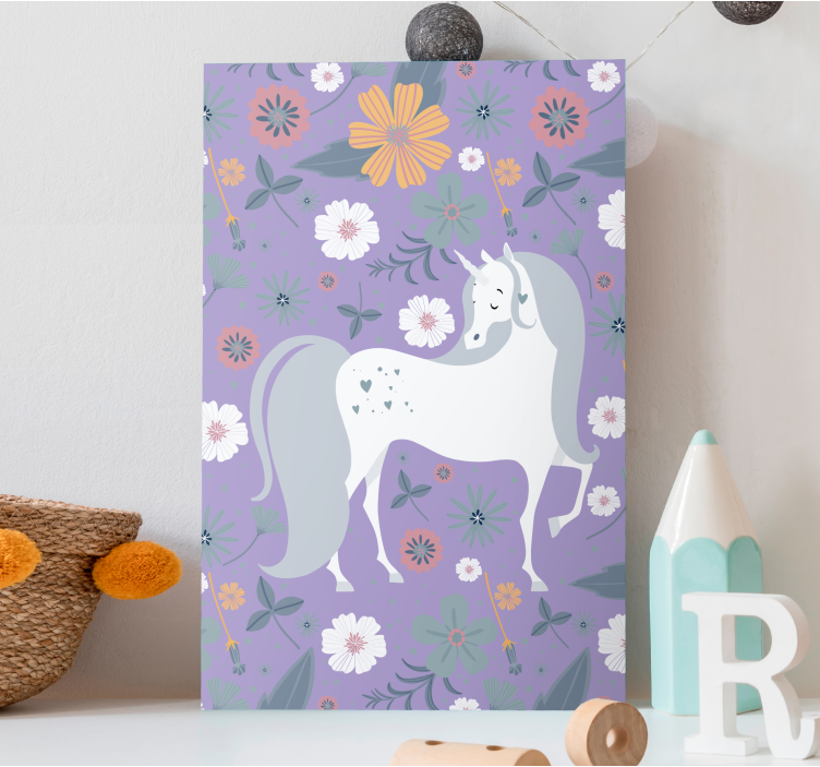 Elephant wallart charming unicorn floral art - TenStickers
