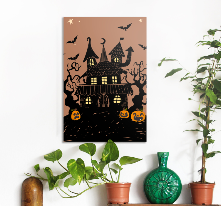 Floral canvas wall art haunted house decor - TenStickers