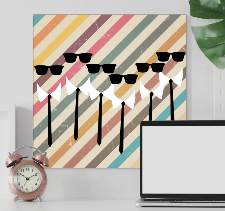 Floral canvas wall art with trendy sunglass figures - TenStickers