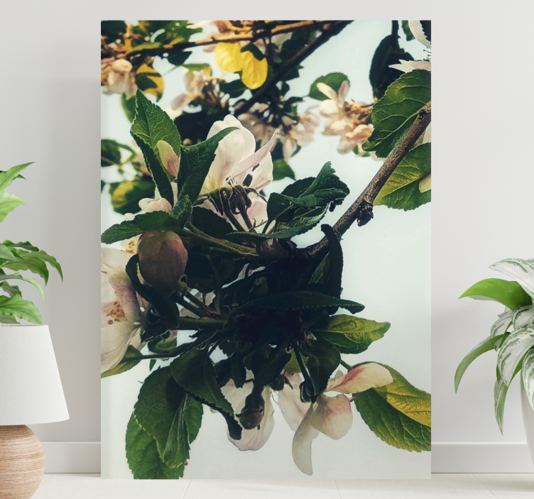 Flowers canvas blooming apple branch artwork - TenStickers