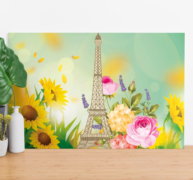 Flowers canvas eiffel tower bouquet - TenStickers