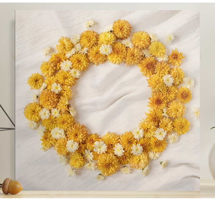 Flowers canvas floral wreath design - TenStickers