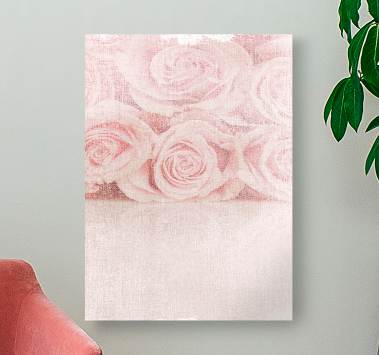 Flowers canvas gentle blush roses artwork - TenStickers