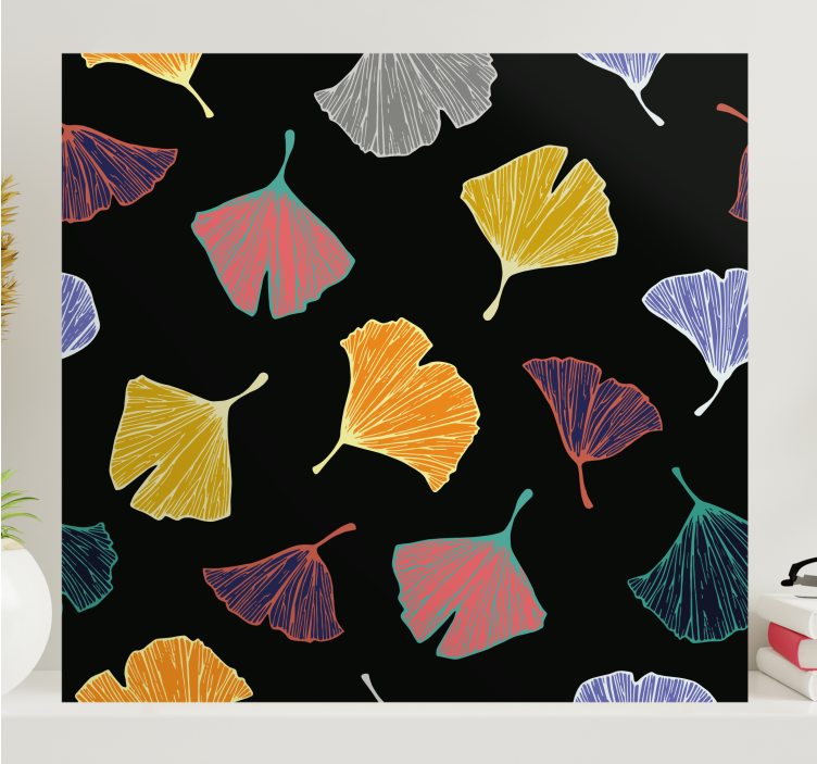 Flowers canvas ginkgo leaf artwork - TenStickers