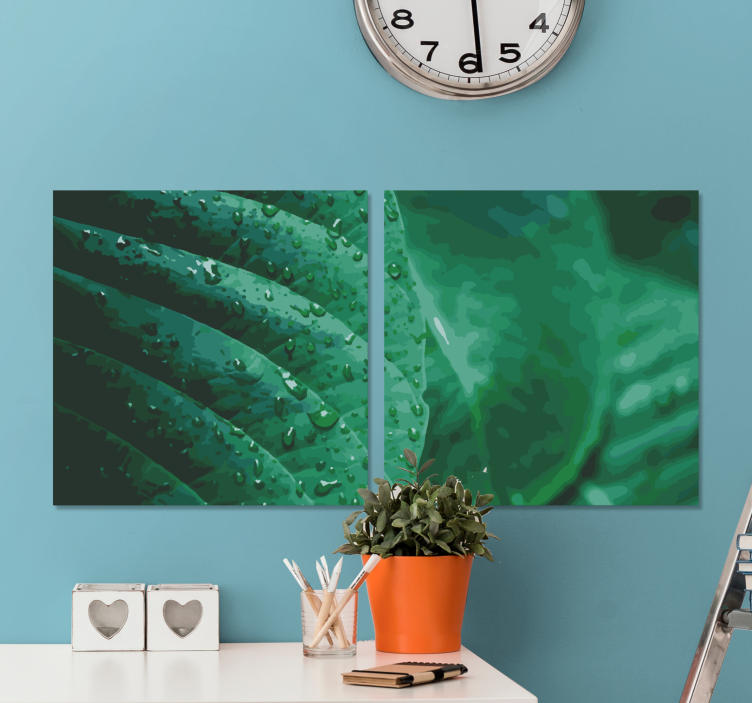 Flowers canvas in lush green leaves - TenStickers