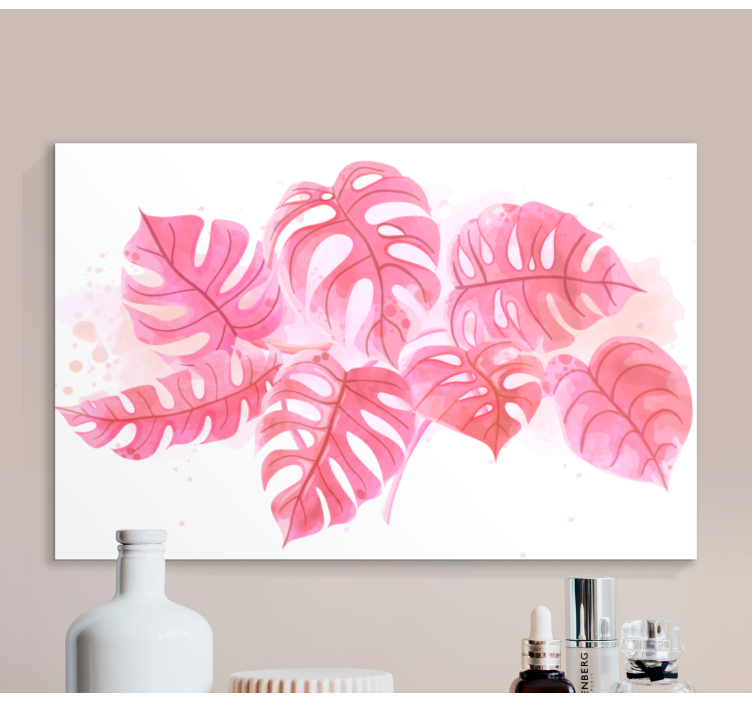 Flowers canvas monstera leaf arrangement - TenStickers