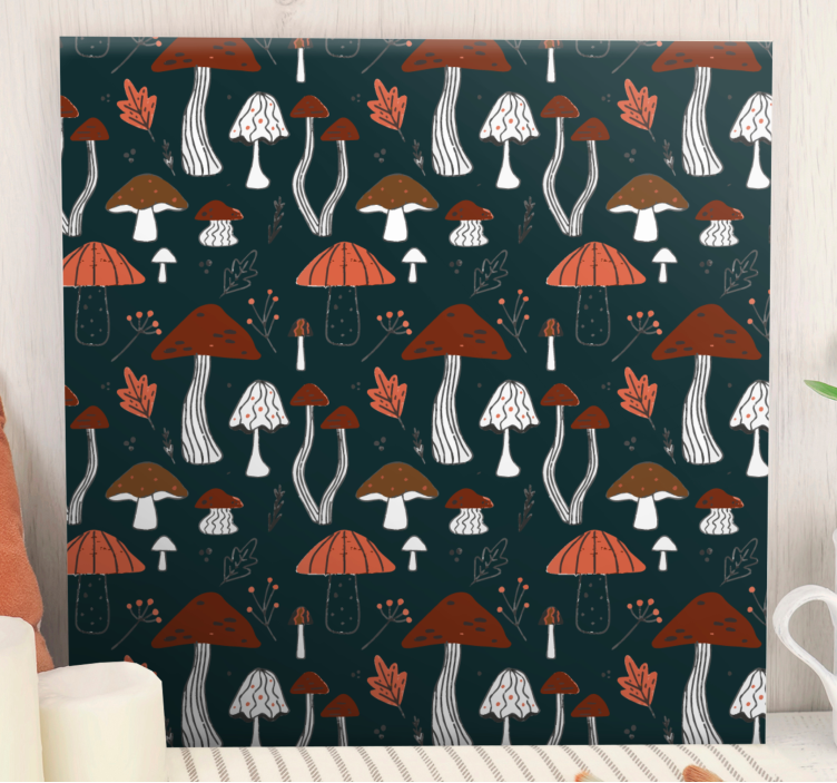 Flowers canvas mushroom pattern design - TenStickers