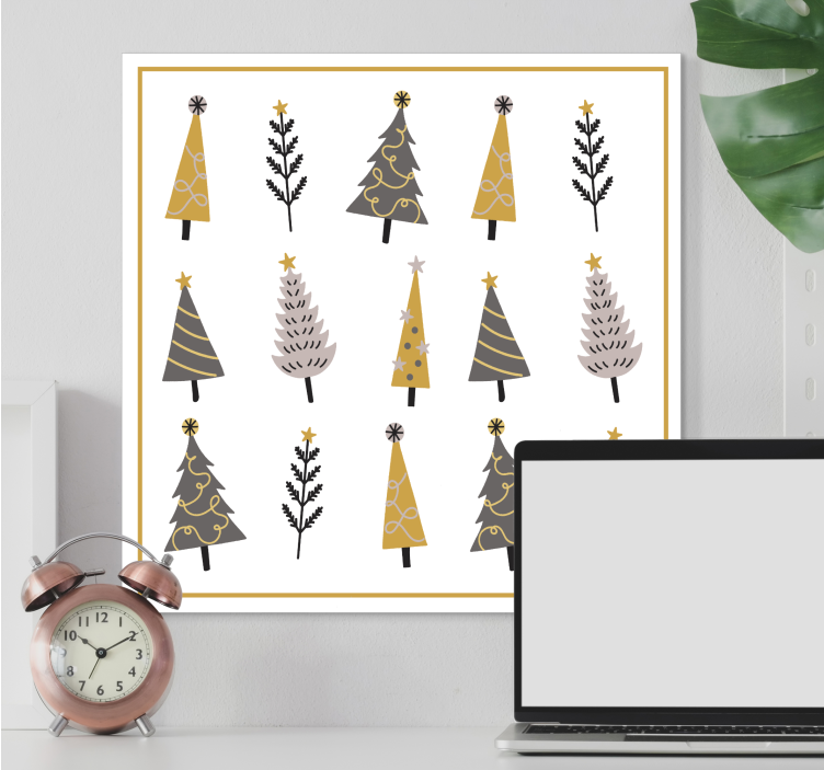 Flowers canvas ornamental christmas trees art print - TenStickers
