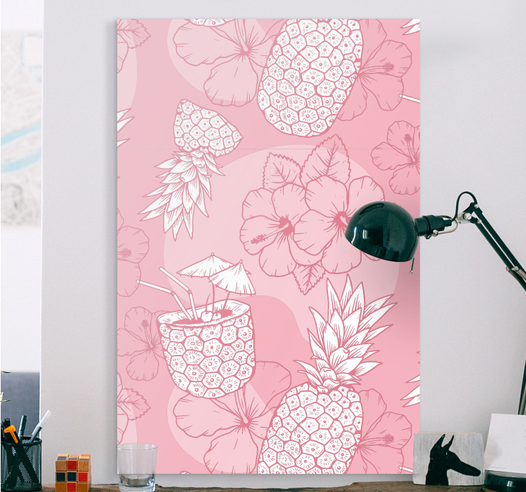 Flowers canvas pineapple hibiscus design - TenStickers