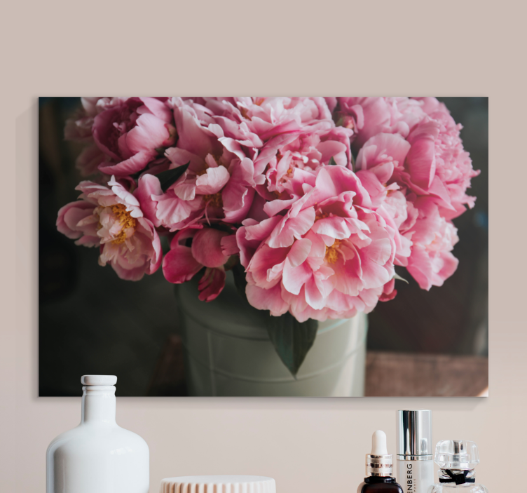 Flowers canvas pink peony bouquet - TenStickers