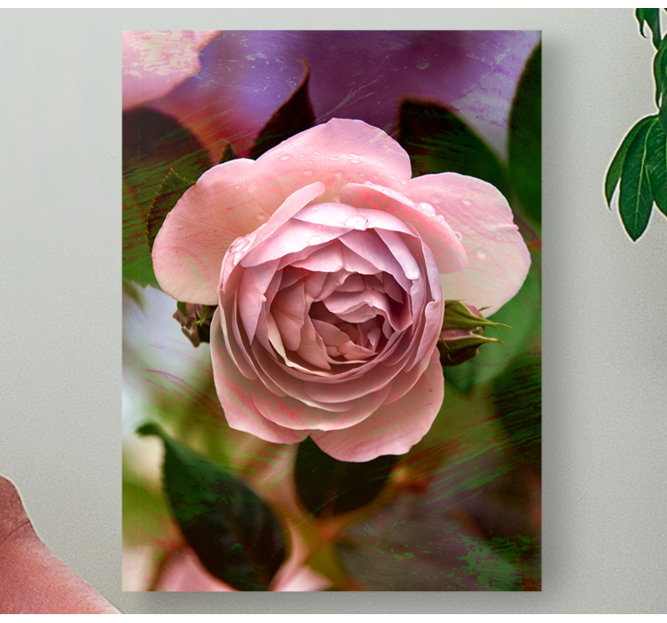 Flowers canvas pink rose blossom artwork - TenStickers