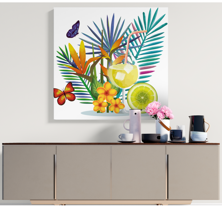 Flowers canvas tropical drink arrangement - TenStickers