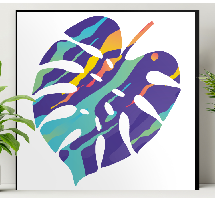 Flowers canvas tropical leaf artwork - TenStickers