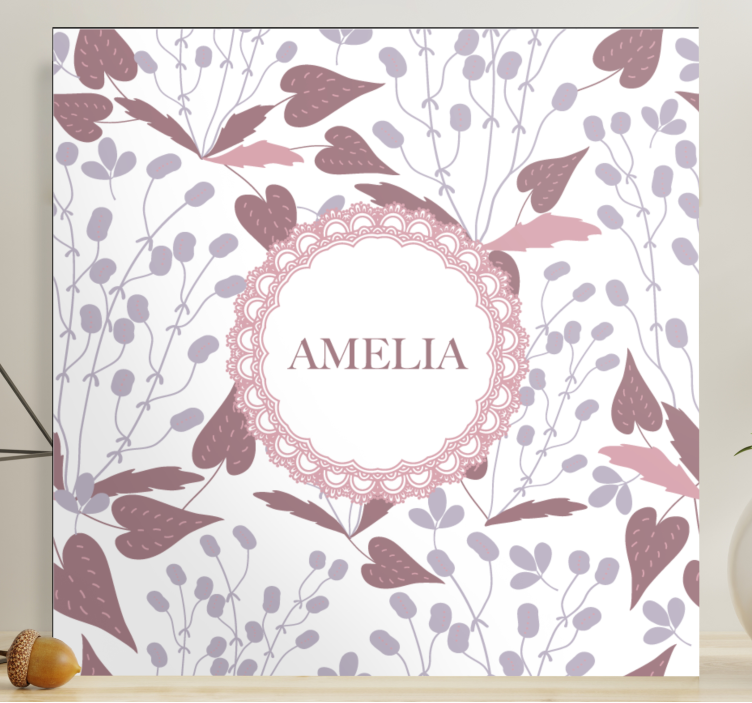 Flowers canvas with personalized name design - TenStickers