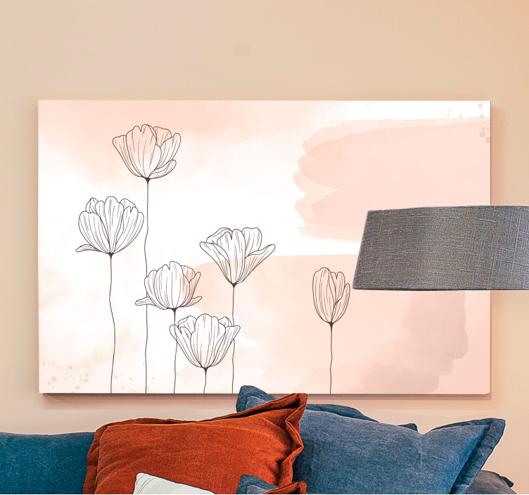Flowers line flower canvas - TenStickers