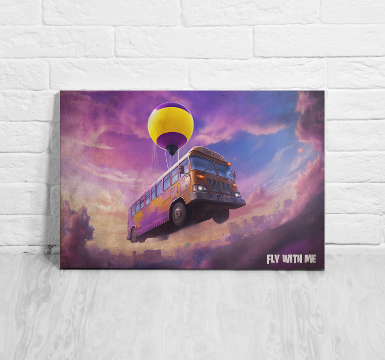 flying bus scene gamer wall print - TenStickers