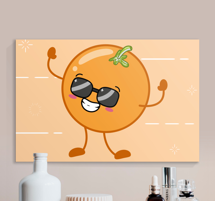 Fruit canvas wall art joyful orange figure - TenStickers