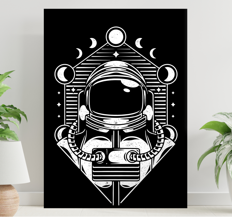 Gamer wall print astronaut moon phases art - TenStickers