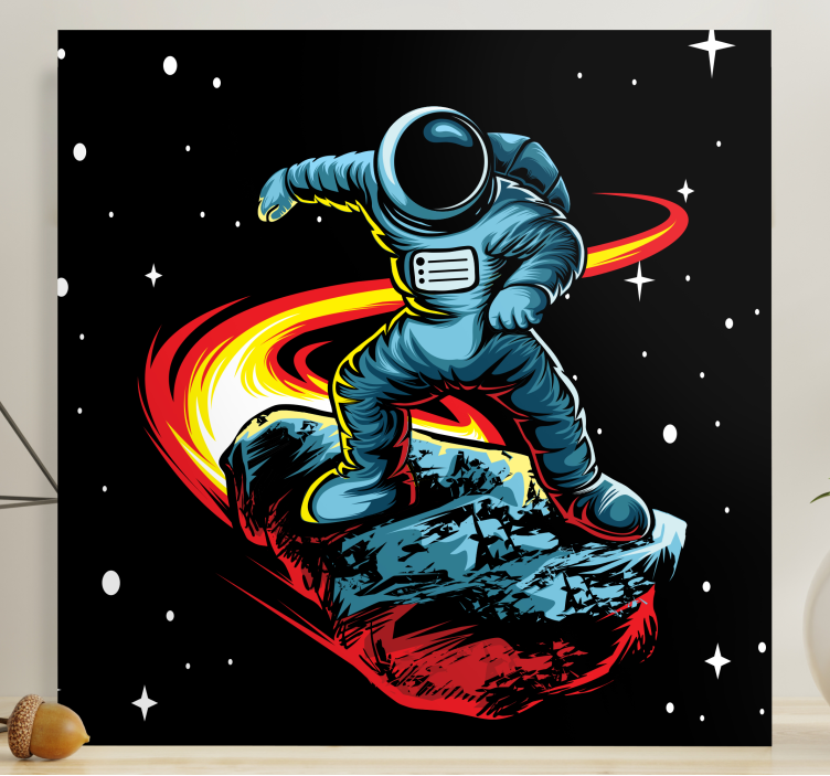 Gamer wall print astronaut surfing asteroid - TenStickers