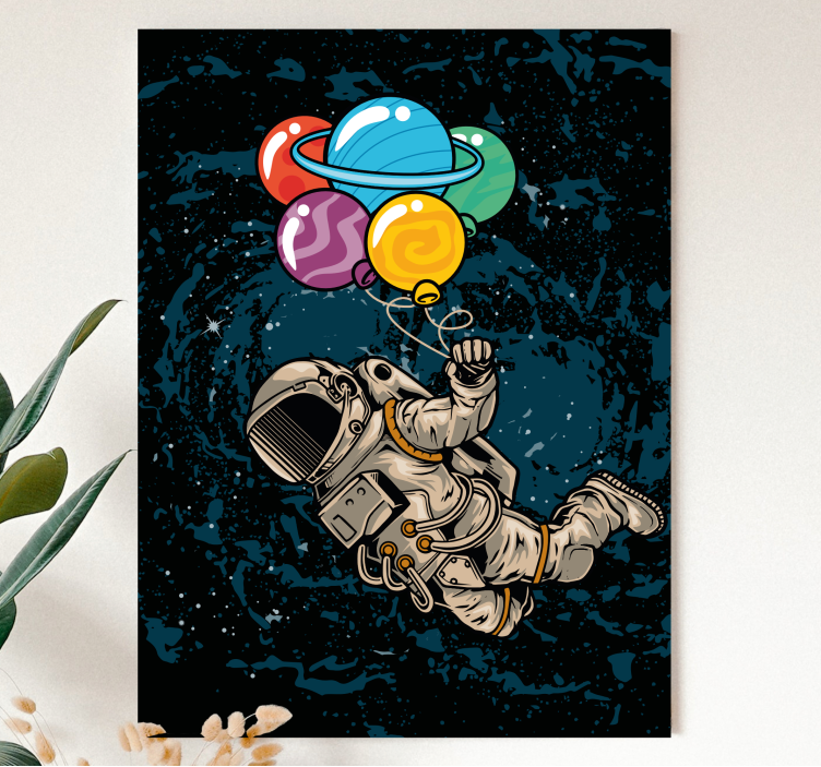 Gamer wall print astronaut with balloons - TenStickers