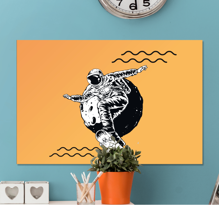Gamer wall print cosmonaut skateboarding art - TenStickers