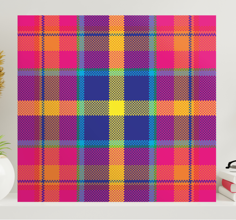 Geometric canvas with colorful checkered design - TenStickers