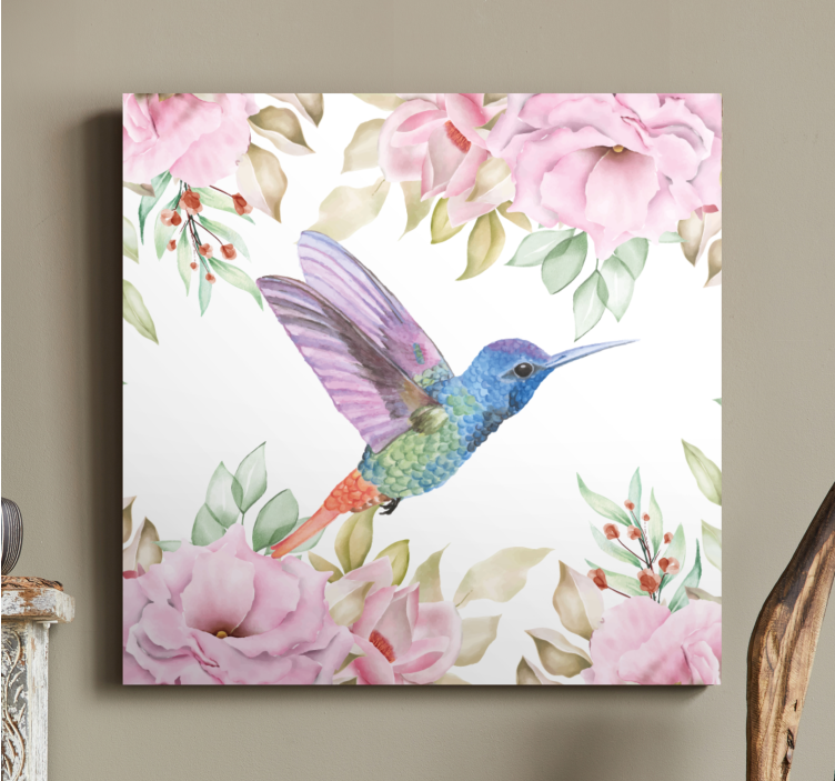 Hanging garden flowers with birds flower canvas - TenStickers