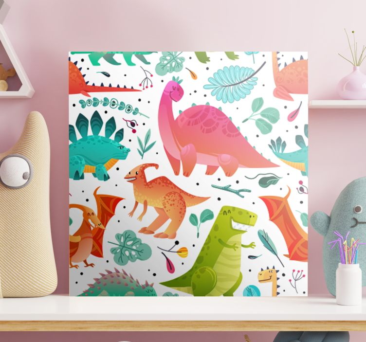 Happy dinosaurs for kids canvas prints - TenStickers