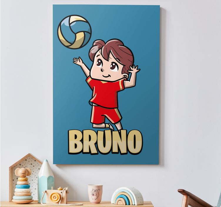Kid volleyball player personalised canvas - TenStickers