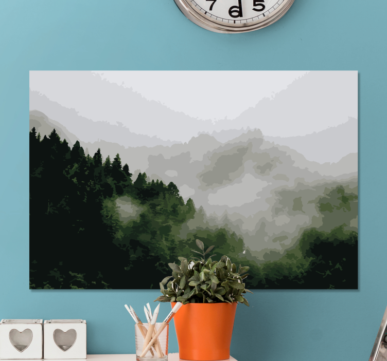 Landscape canvas misty mountain forest - TenStickers