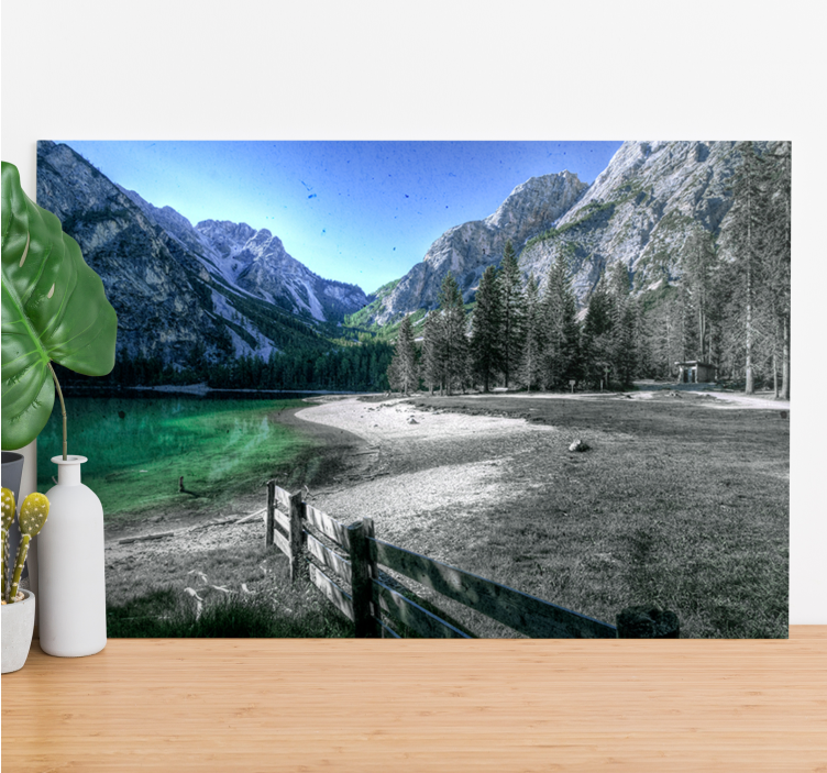 Landscape canvas mountain lake calm - TenStickers