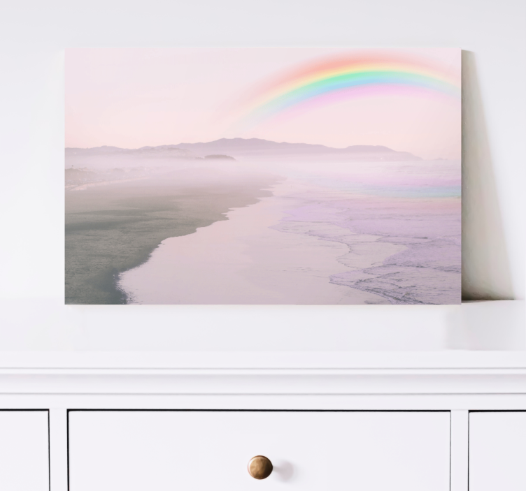 Landscape canvas of tranquil coastal rainbow - TenStickers