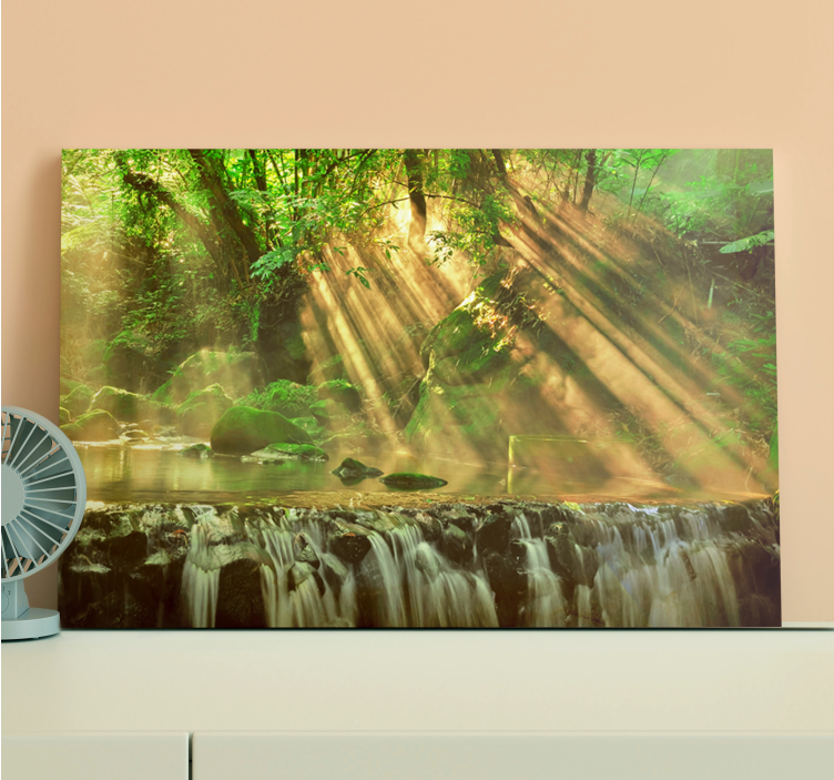 Landscape canvas sunlit forest stream - TenStickers