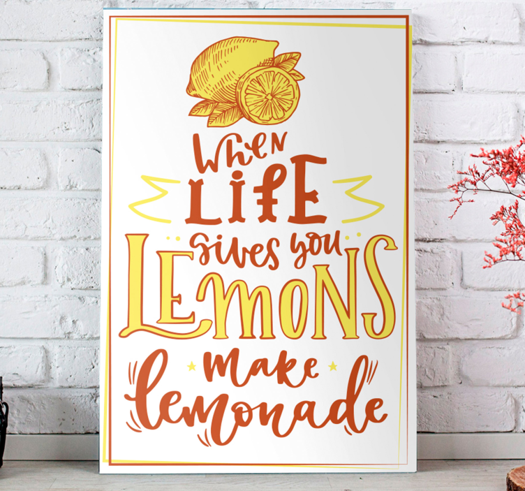 Lemon sketch quote fruit canvas - TenStickers