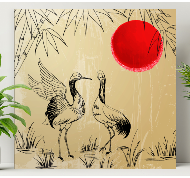 Mandala canvas cranes and sun design - TenStickers