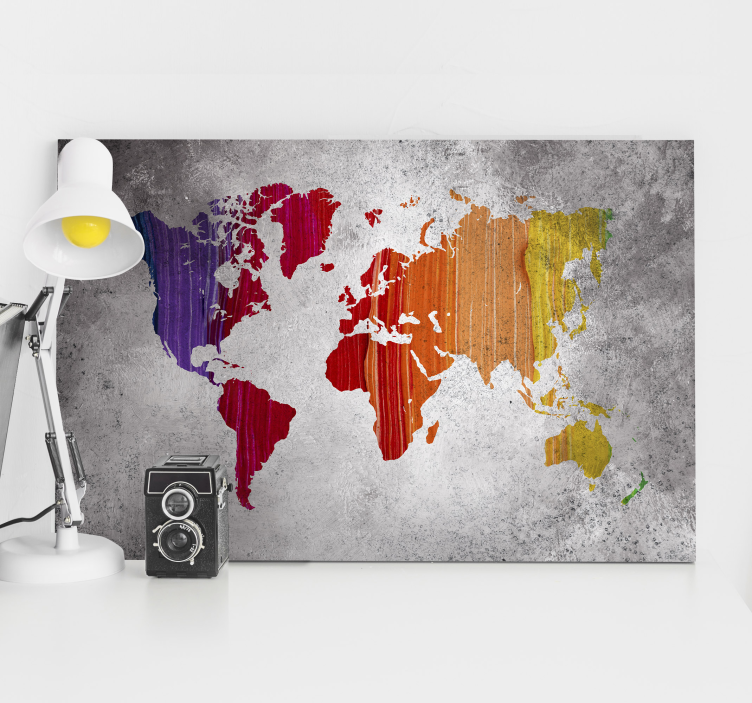 Mapamundi colores world map canvas - TenStickers