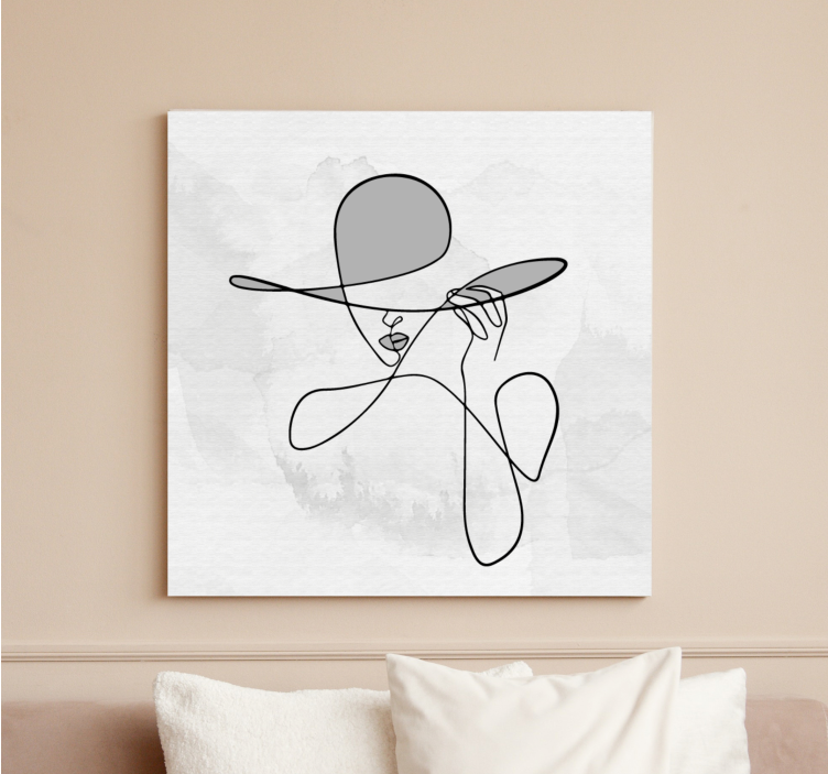 Minimalist woman with hat Entrance hall canvas - TenStickers