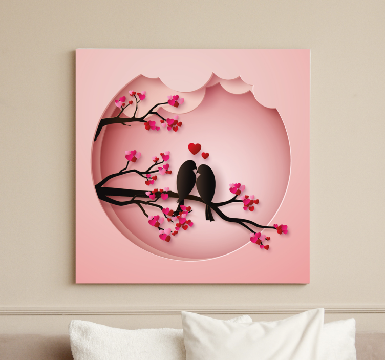 modern birds kissing  bird canvas art - TenStickers