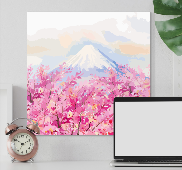 Mount fuji and cherry blossom landscape canvas - TenStickers
