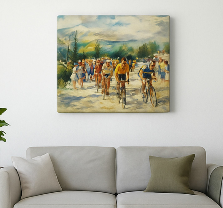 Mountain cyclists portrait sports canvas art - TenStickers