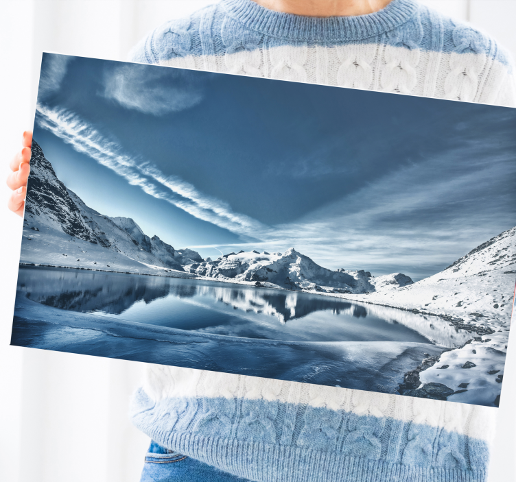 mountain snow sun landscape canvas - TenStickers
