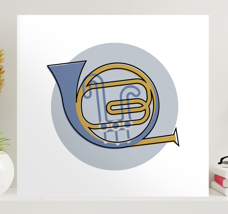 Music canvas art french horn silhouette - TenStickers
